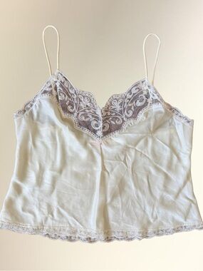 Lady Lynne Nylon Lace-Trim Camisole in Soft Cream